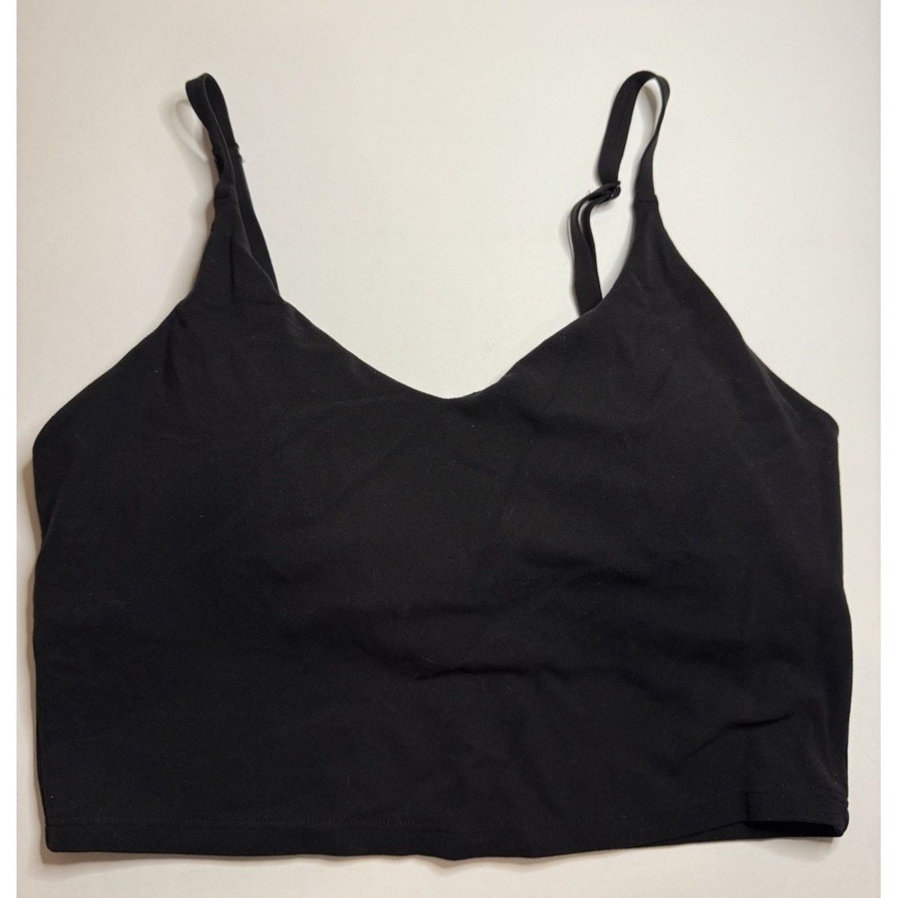 Athleta Elation Black V-Neck Longline Sports Bra Size Small